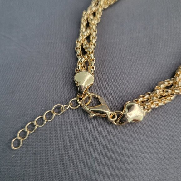 Women's Fashion Jewelry 3 Strand Twisted Loupe Chain Bracelet Gold Tone 6 3/4" - Picture 4 of 6